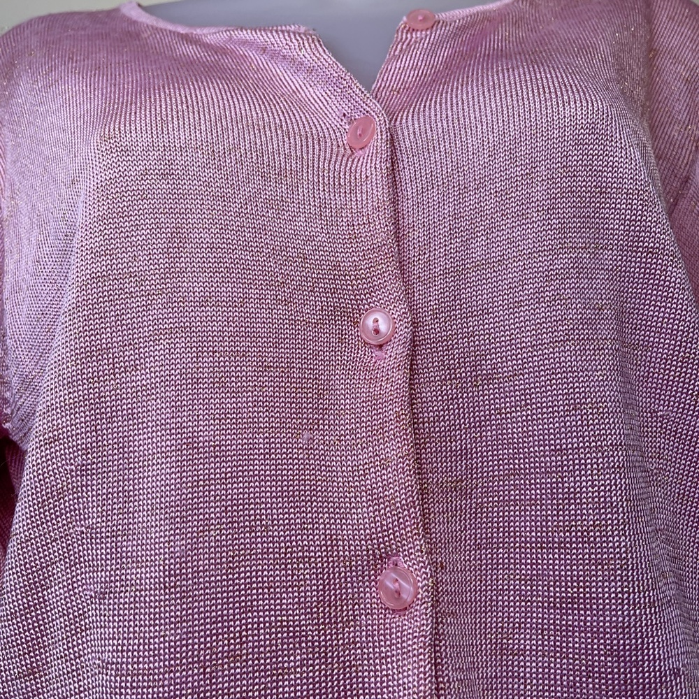 Limited | Y2K Barbie Jewel Tone Metallic Threading Long Sleeve Sweater Cardi - Picture 6 of 9